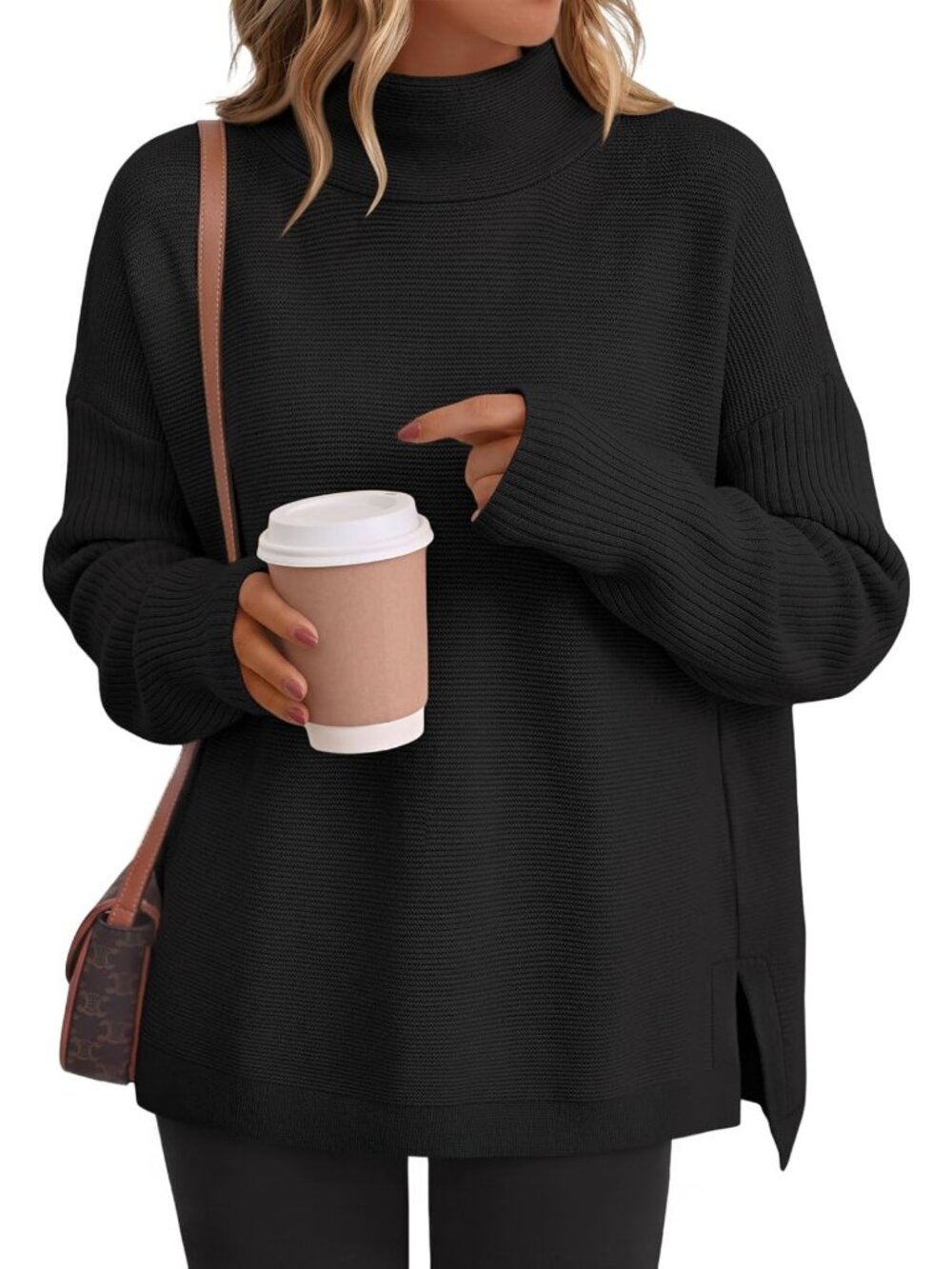 Cozy Oversized Mock Turtleneck Sweater Tunic for Women - Winter Essential